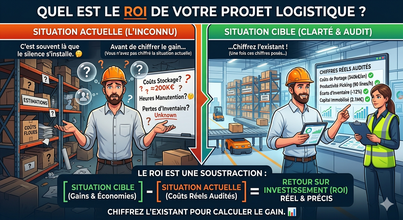 ROI logistique — avant de chiffrer le gain, chiffrez l'existant
